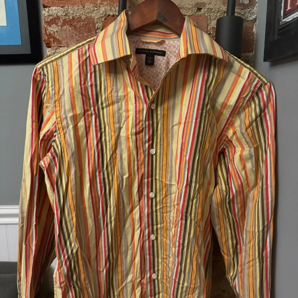 Banana Republic Multicolor Striped Button Down Shirt Orange Red Yellow Size S